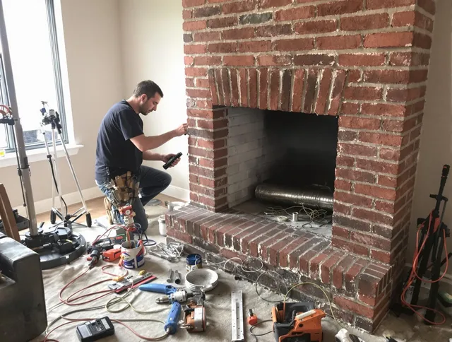 Lyndhurst Chimney Sweep specialist finalizing chimney liner service in Lyndhurst, OH