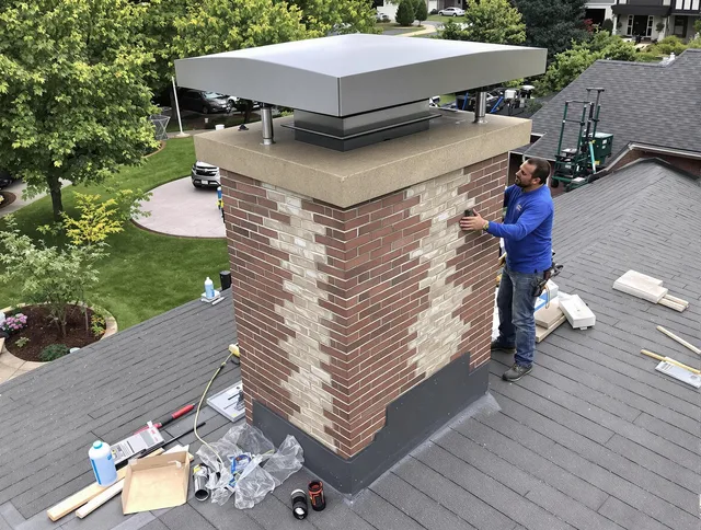 Lyndhurst Chimney Sweep team working on a custom chimney remodel in Lyndhurst, OH