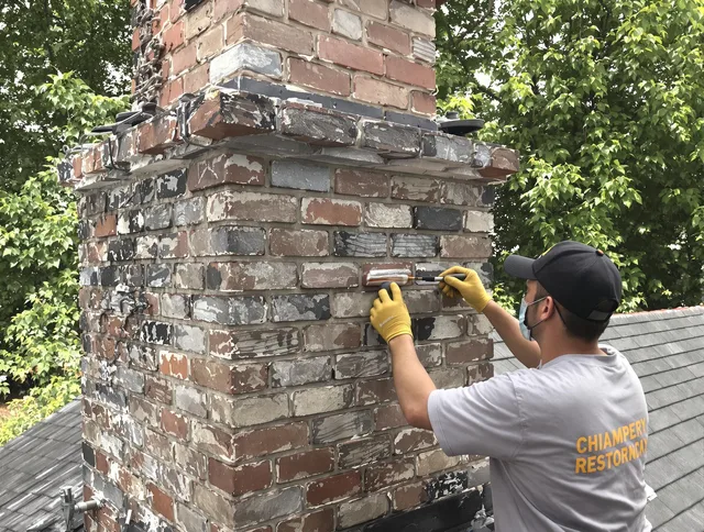 In-progress chimney restoration by Lyndhurst Chimney Sweep in Lyndhurst, OH